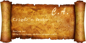 Czigán Andor névjegykártya